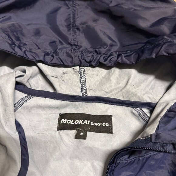 Molokai Surf‎ Co. Mens Navy Black Pullover Hooded Jacket M Packable ventilated - Picture 2 of 10